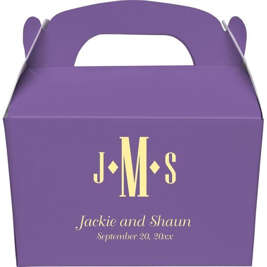 Condensed Monogram with Text Gable Favor Boxes
